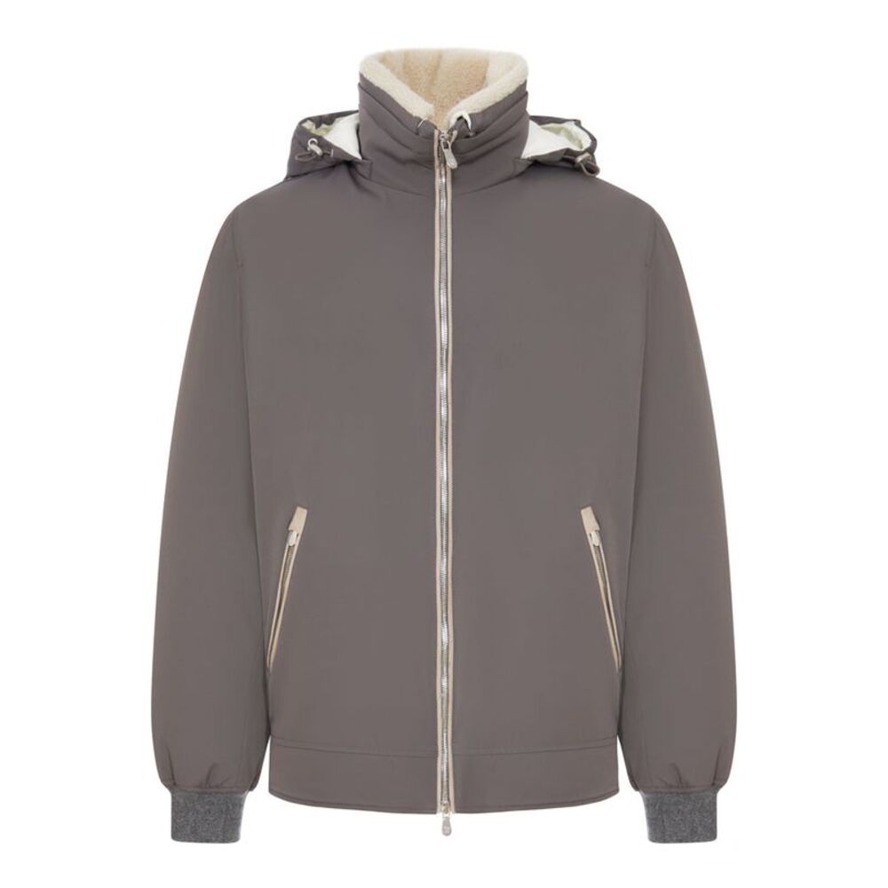 Brunello Cucinelli Men Padded Jacket With Shearling